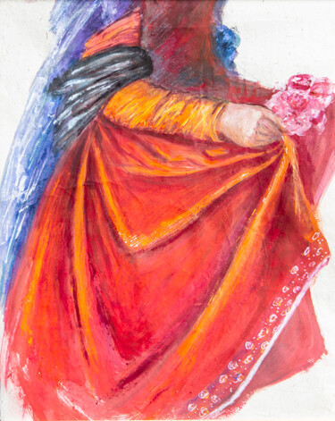 Painting titled "La belle robe de Ju…" by Odile Jacenko, Original Artwork, Gouache
