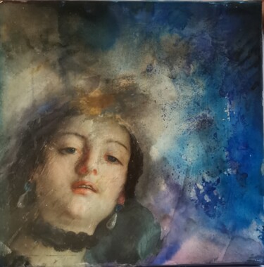 Painting titled "la rèveuse" by Odile Jacenko, Original Artwork, Oil Mounted on Wood Stretcher frame