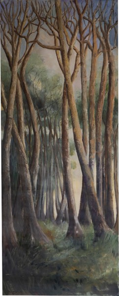 Painting titled "le sous bois" by Odile Jacenko, Original Artwork, Oil