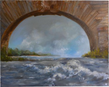 Painting titled "le pont" by Odile Jacenko, Original Artwork, Oil