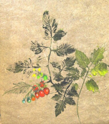 Painting titled "Les Tomates" by Odile Jacenko, Original Artwork, Tempera Mounted on Wood Stretcher frame