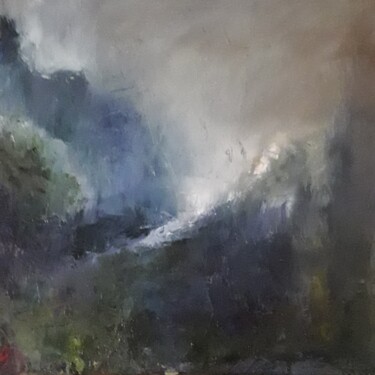 Painting titled "Paysage 2" by Odile Jacenko, Original Artwork, Oil Mounted on Wood Stretcher frame