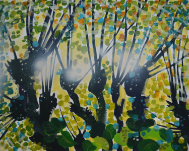 Картина под названием "Sun №1" - Olga Sto, Подлинное произведение искусства, Акрил Установлен на Деревянная рама для носилок