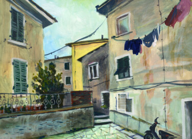 Картина под названием "Courtyard in Carrara" - Olga Sto, Подлинное произведение искусства, Акрил