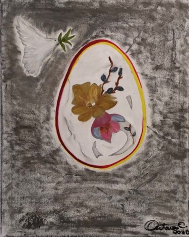 Malarstwo zatytułowany „Easter Tribute to 2…” autorstwa Outarow Chhuong, Oryginalna praca, Olej Zamontowany na Drewniana ram…