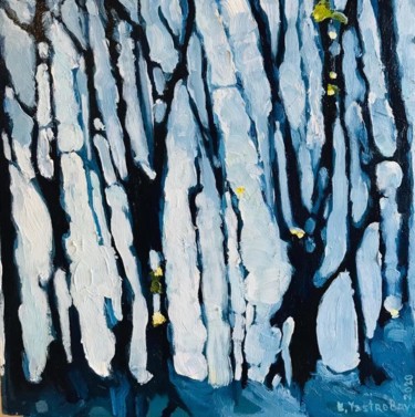 Картина под названием "Синий свет сквозь д…" - Evgeny Yastrebov, Подлинное произведение искусства, Масло