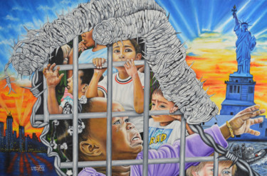 Painting titled "Trump's Cage" by O Yemi Tubi, Original Artwork, Oil