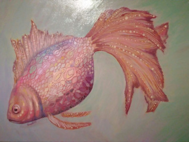 Painting titled "pink-fish.jpg" by Olga, Original Artwork, Oil