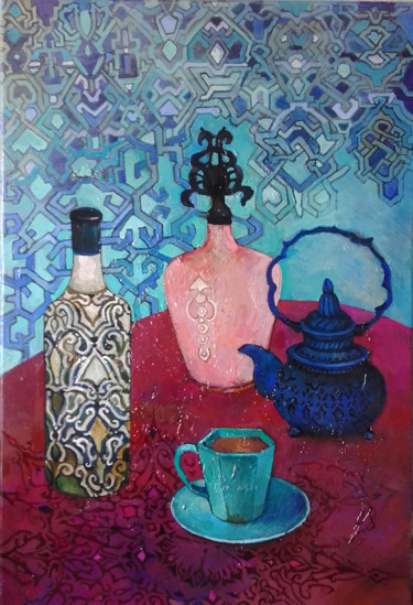 Painting titled "Coffee with syrup" by Olga, Original Artwork, Oil