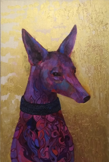 Painting titled "magic dog" by Olga, Original Artwork, Oil