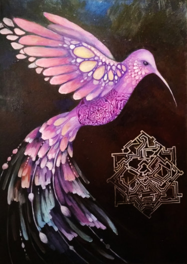 Peinture intitulée "hummingbird.jpg" par Olga, Œuvre d'art originale, Huile