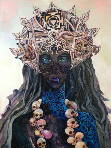 Painting titled ""I Am Kali, The Pri…" by Olga, Original Artwork, Oil