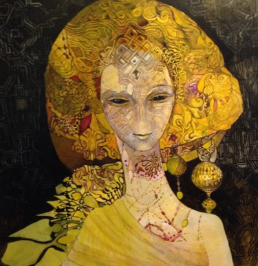 Painting titled "Goddess Yellow Tara" by Olga, Original Artwork, Oil