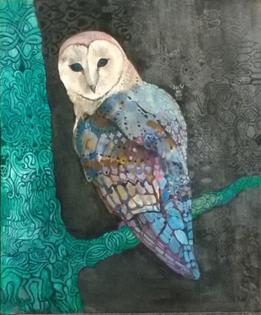 Painting titled "Owl" by Olga, Original Artwork, Oil