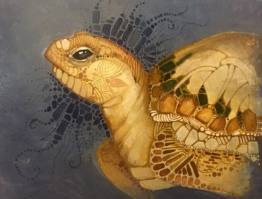 Painting titled "Turtle" by Olga, Original Artwork, Oil