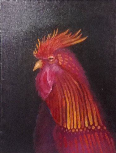 Malerei mit dem Titel "rooster" von Olga, Original-Kunstwerk, Öl