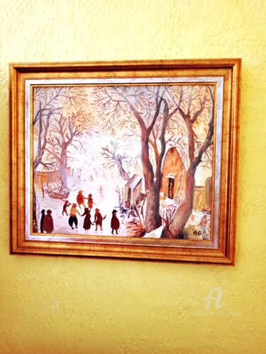 Painting titled "HOMMAGE À HENDRICK…" by Grafi, Original Artwork, Oil Mounted on Wood Stretcher frame