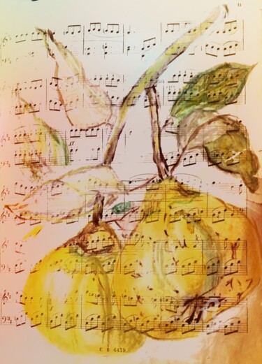 Disegno intitolato "FRUIT SYMPHONY" da Grafi, Opera d'arte originale, Pastello