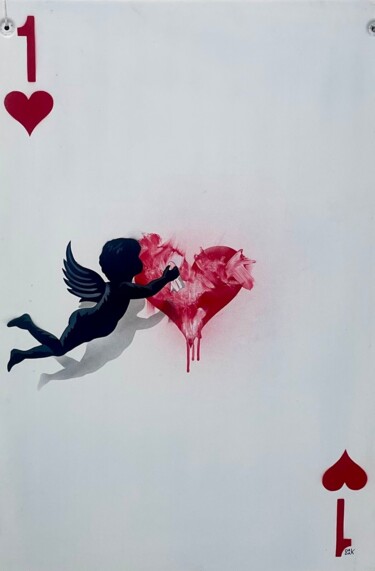 Peinture intitulée "l'As de Coeur" par Oak Oak, Œuvre d'art originale, Acrylique
