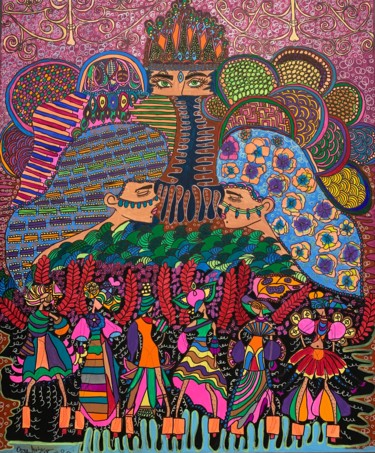Ζωγραφική με τίτλο "Emerald Fair" από Oana Arabagiu, Αυθεντικά έργα τέχνης, Ακρυλικό