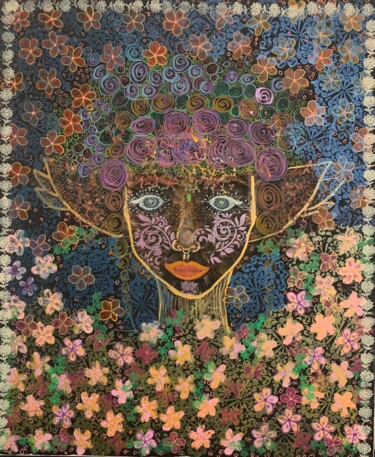 Malerei mit dem Titel "Fairy in the Garden…" von Oana Arabagiu, Original-Kunstwerk, Acryl