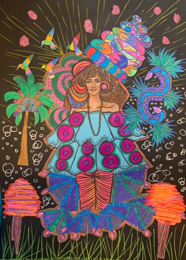 Рисунок под названием "Cubana" - Oana Arabagiu, Подлинное произведение искусства, Акрил