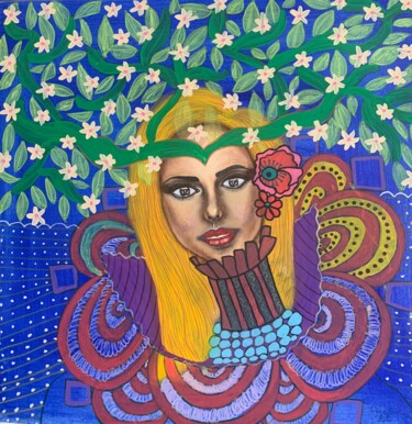 Картина под названием "Lady Galadriel" - Oana Arabagiu, Подлинное произведение искусства, Акрил