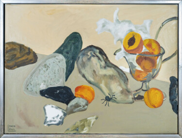 Картина под названием "Still life with pea…" - Oana-Maria Paul, Подлинное произведение искусства, Масло Установлен на Деревя…
