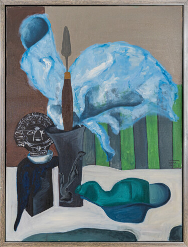 Malerei mit dem Titel "Blue" von Oana-Maria Paul, Original-Kunstwerk, Öl Auf Keilrahmen aus Holz montiert