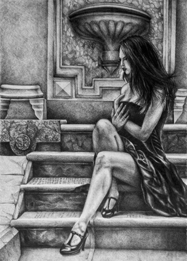 Painting titled "Make the song go on…" by Oana Rinaldi, Original Artwork, Graphite