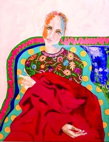 Painting titled "woman" by Oana Savin, Original Artwork, Acrylic