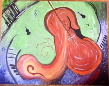 Peinture intitulée "le Violon enchanté" par Oap, Œuvre d'art originale, Acrylique