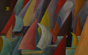 Картина под названием "Регата" - Артём Овчинников, Подлинное произведение искусства, Масло