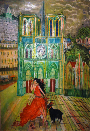 Peinture intitulée "La Gitane de Notre…" par Obba, Œuvre d'art originale