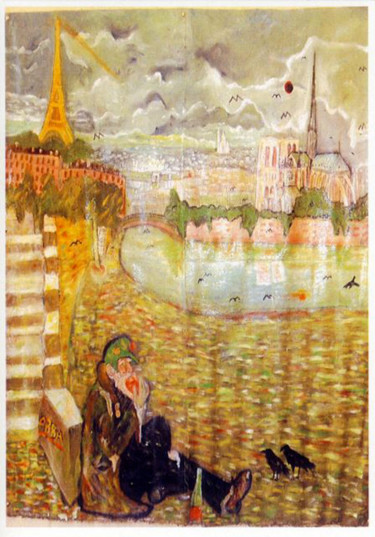 Malerei mit dem Titel "Le clochard au bord…" von Obba, Original-Kunstwerk