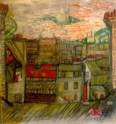 Malerei mit dem Titel "Paris Montmartre  _…" von Obba, Original-Kunstwerk