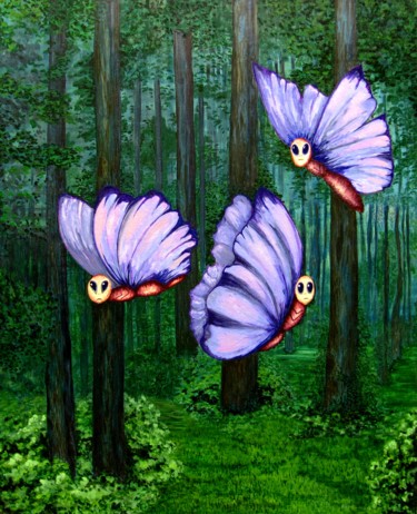 Ζωγραφική με τίτλο "Mysterious Forest" από Olga Dokuchaeva, Αυθεντικά έργα τέχνης, Ακουαρέλα Τοποθετήθηκε στο Χαρτόνι