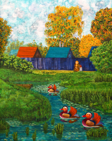 Painting titled "The Last Autumn" by Olga Dokuchaeva, Original Artwork, Watercolor Mounted on Cardboard