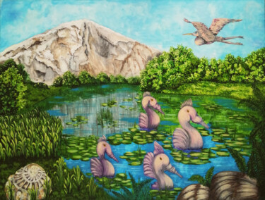Peinture intitulée "The amazing world o…" par Olga Dokuchaeva, Œuvre d'art originale, Aquarelle Monté sur Carton