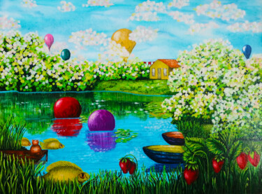 Peinture intitulée "Hurray!!! June" par Olga Dokuchaeva, Œuvre d'art originale, Aquarelle Monté sur Carton
