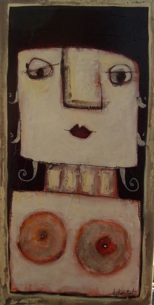 Painting titled "la jeune femme" by Hervé Oberto, Original Artwork