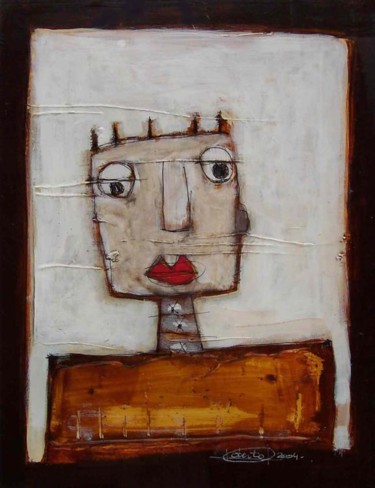 Painting titled "personnage" by Hervé Oberto, Original Artwork, Oil