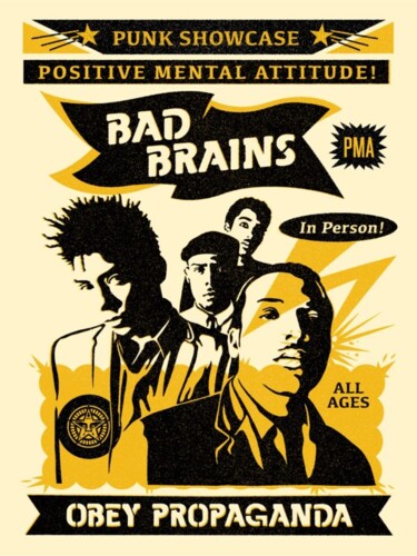 「Bad Brain」というタイトルの製版 Shepard Fairey (Obey)によって, オリジナルのアートワーク, デジタル絵画