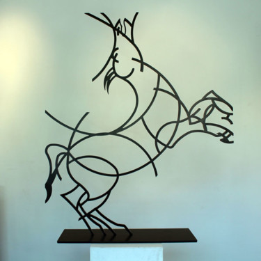 Sculpture intitulée "Statue Cheval cabré…" par Fabien Dupont-Blain, Œuvre d'art originale, Métaux