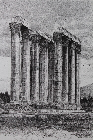 Drawing titled "The Temple of Zeus…" by Spartak Chernyshov, Original Artwork, Ink