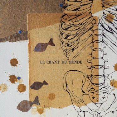 Collages intitolato "le chant du monde" da Paola Grendene, Opera d'arte originale, Grafite
