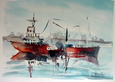 Painting titled "Barcas" by Orlando Buccino, Original Artwork