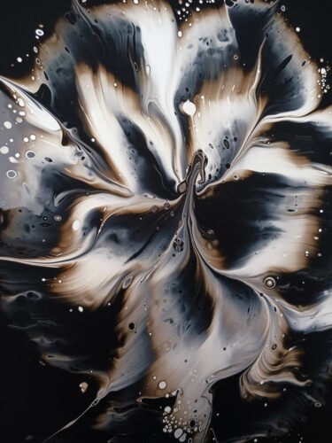 Pintura intitulada "Fleurs (fond noir)" por Oc, Obras de arte originais, Acrílico