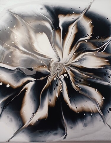 Peinture intitulée "Fleurs (fond blanc)" par Oc, Œuvre d'art originale, Acrylique