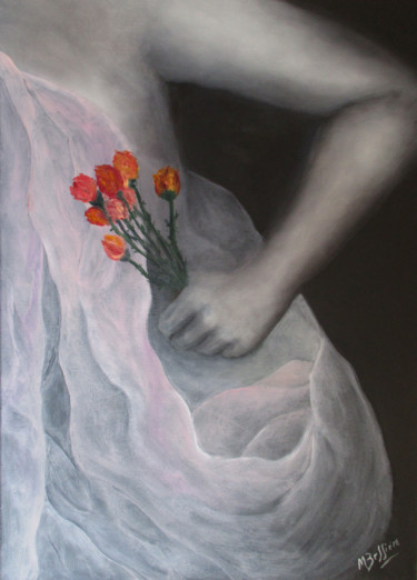 Painting titled "Fragile" by Maryse Bessière, Original Artwork, Oil